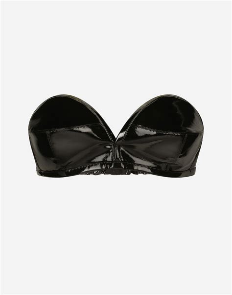 Patent leather bandeau top in Black for Women